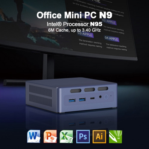 GXMO N9 Windows 11 Mini-ordinateur à processeur 4 cœurs Intel ADL-N N95, spécifications : 8 Go + 256 Go SG650169-011